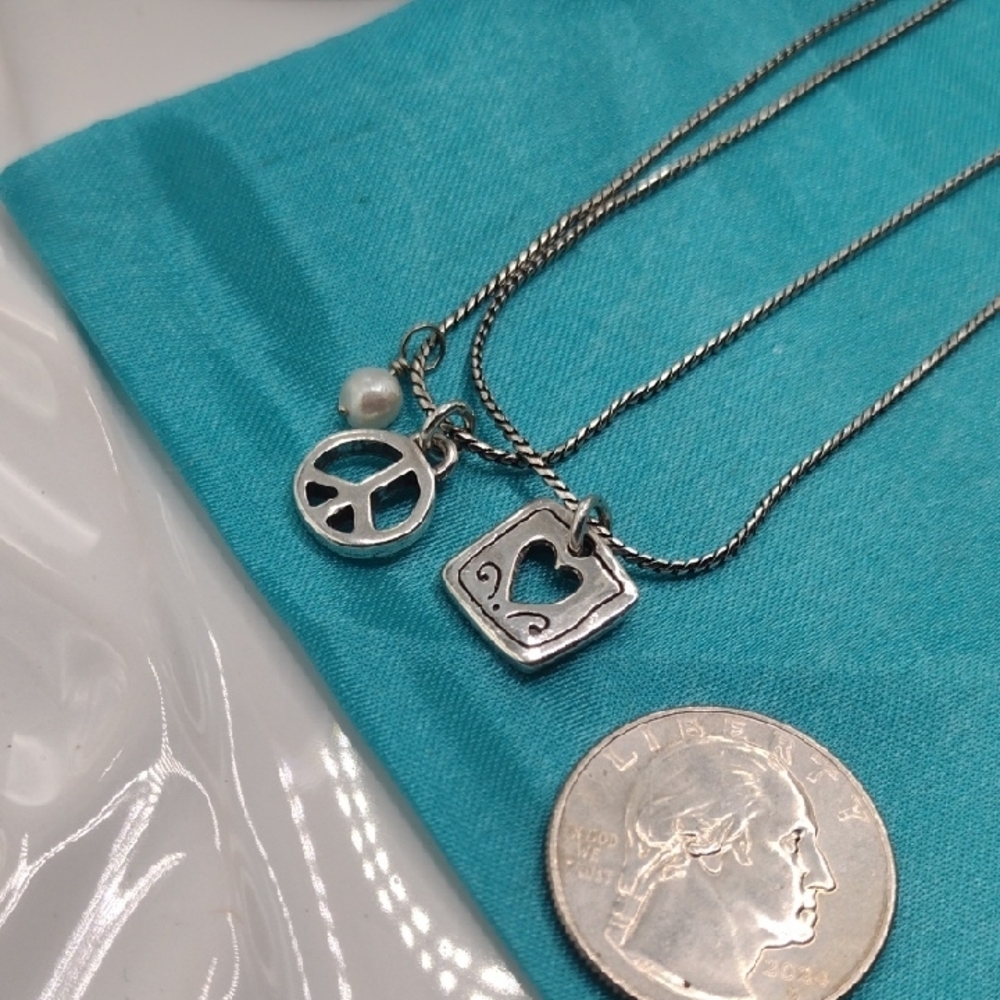 Brighton Silver Peace and Square Pendant Necklace